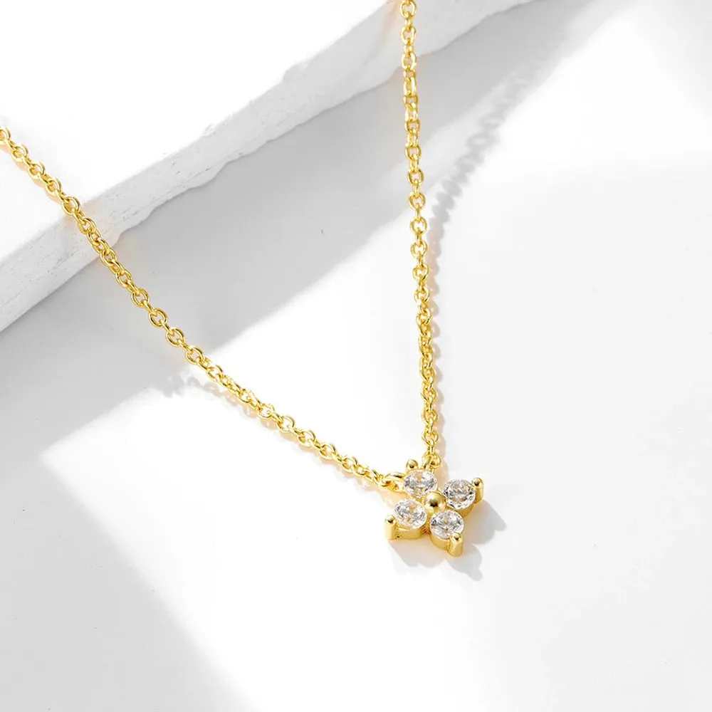 Fashion Tiny Flowers Dainty Necklace Gold Silver Color Choker for Women Stylish Stainless Steel Pendant Jewelry Gifts