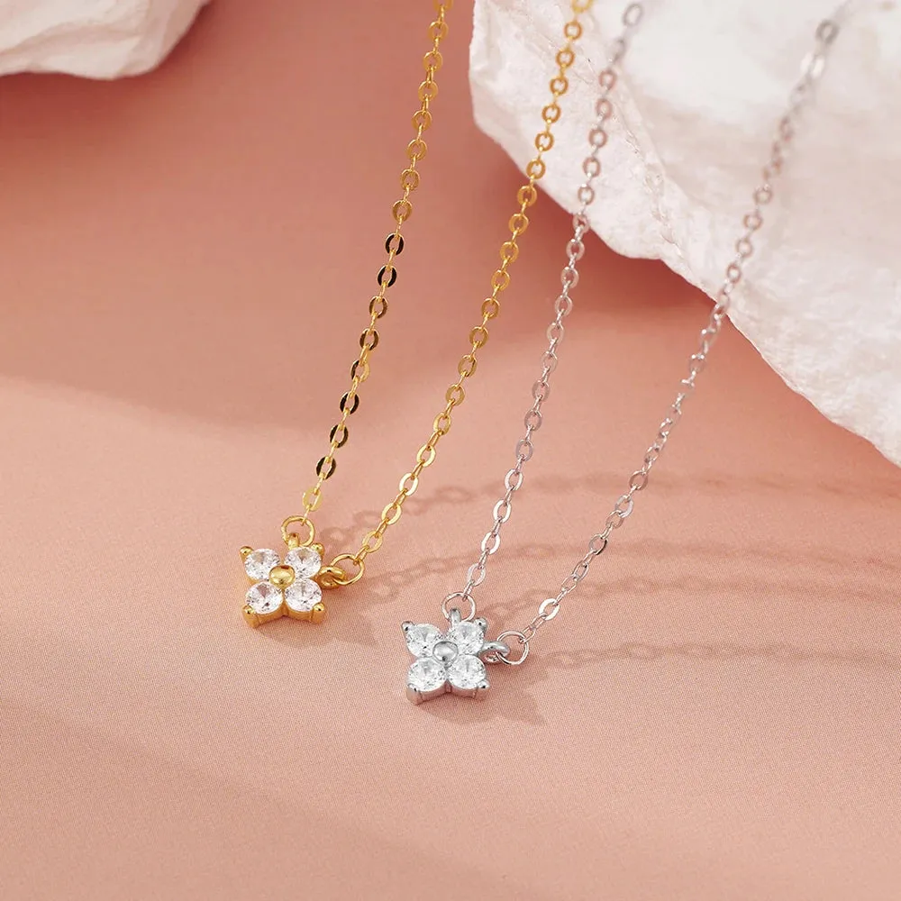 Fashion Tiny Flowers Dainty Necklace Gold Silver Color Choker for Women Stylish Stainless Steel Pendant Jewelry Gifts