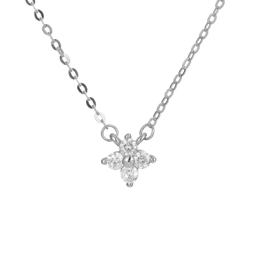 Fashion Tiny Flowers Dainty Necklace Gold Silver Color Choker for Women Stylish Stainless Steel Pendant Jewelry Gifts