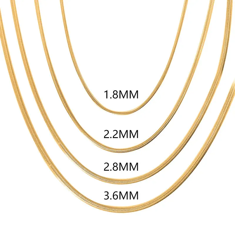 Fashion Unisex Snake Chain Women Necklace Choker Stainless Steel Herringbone Gold Color Chain Necklace for Women Jewelry Gift
