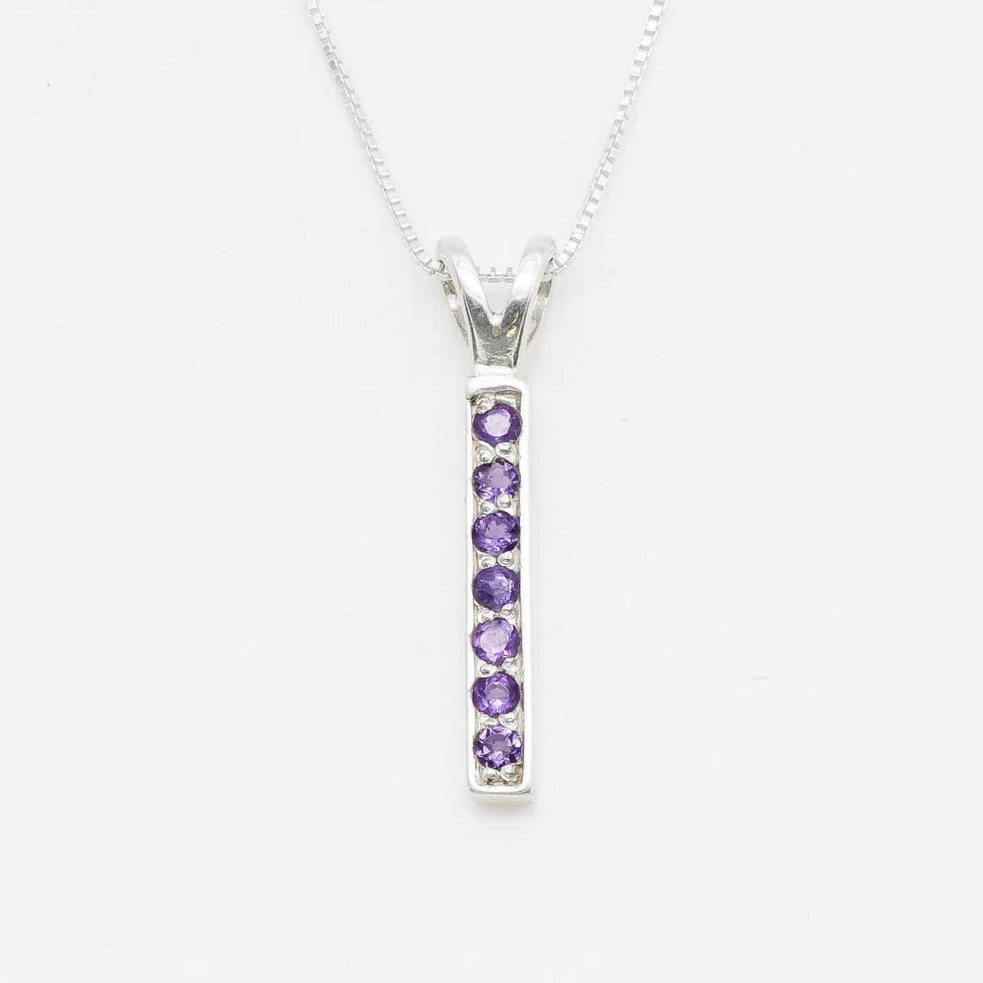 Garnet Pendant - Vertical Bar Necklace - January Birthstone Necklace