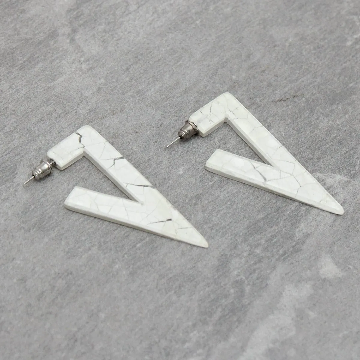 Geometric Funky Earrings in Ivory