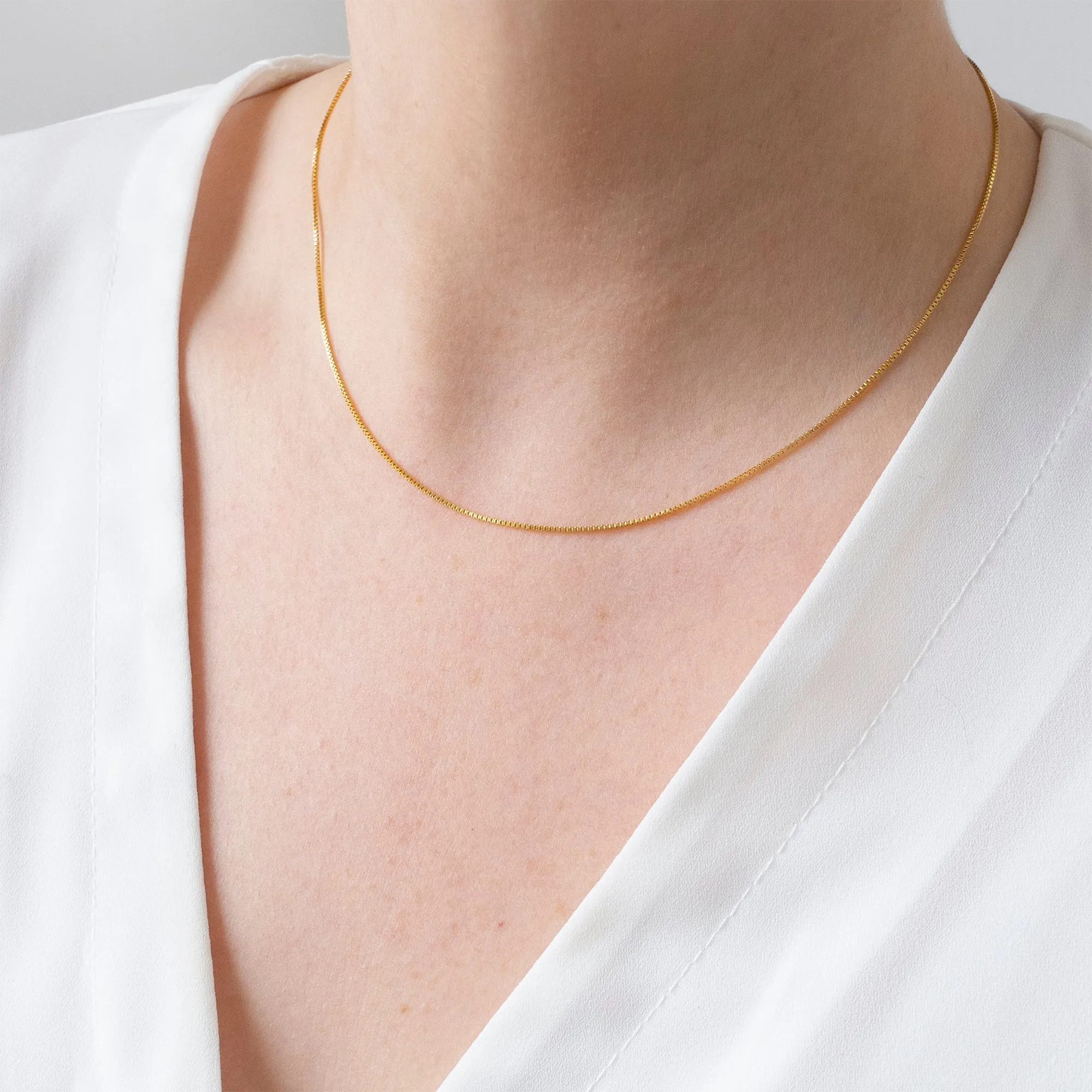 Gold Box Chain Necklace