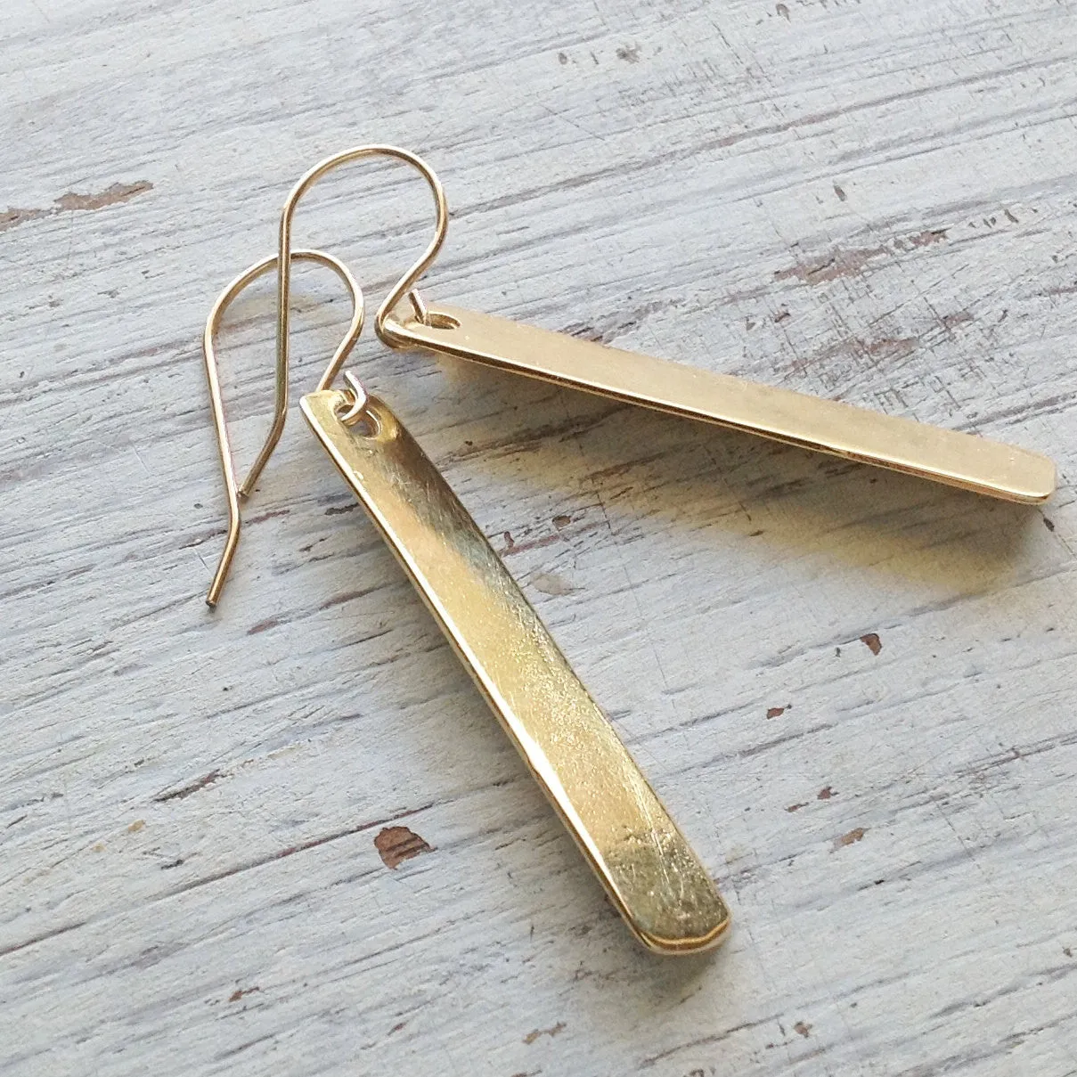 Gold dangle bar earrings