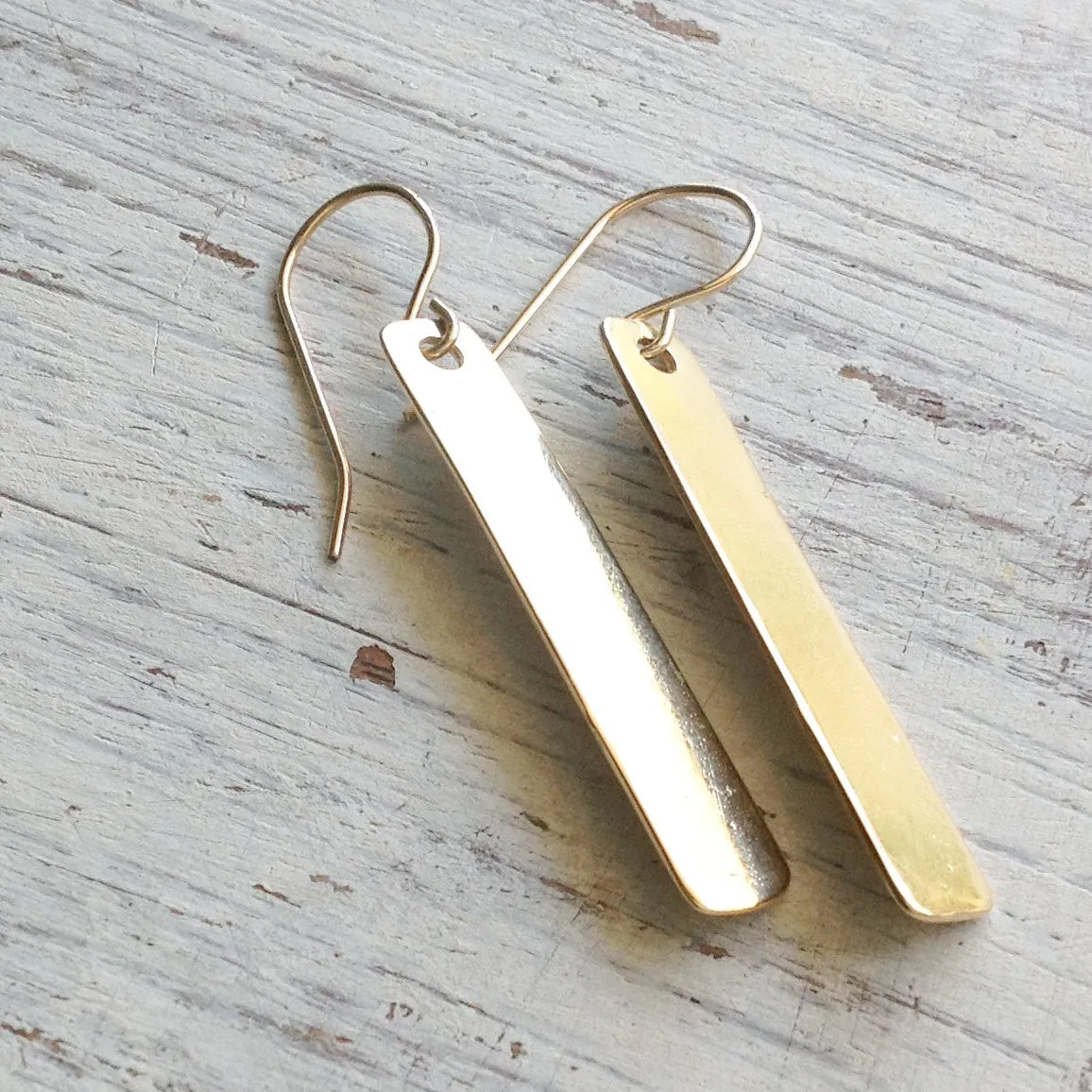 Gold dangle bar earrings