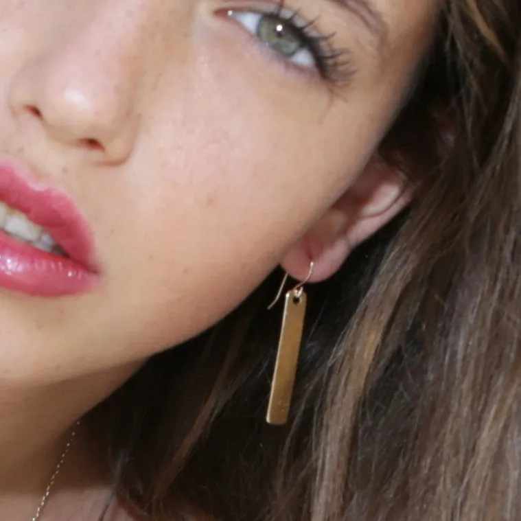 Gold dangle bar earrings