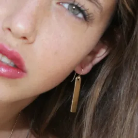 Gold dangle bar earrings