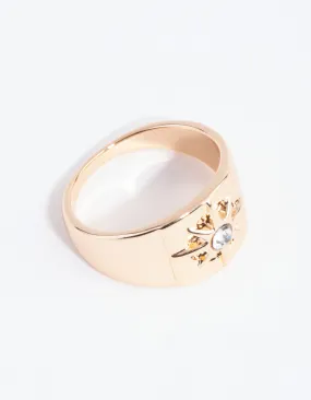Gold Diamante Star Band Ring