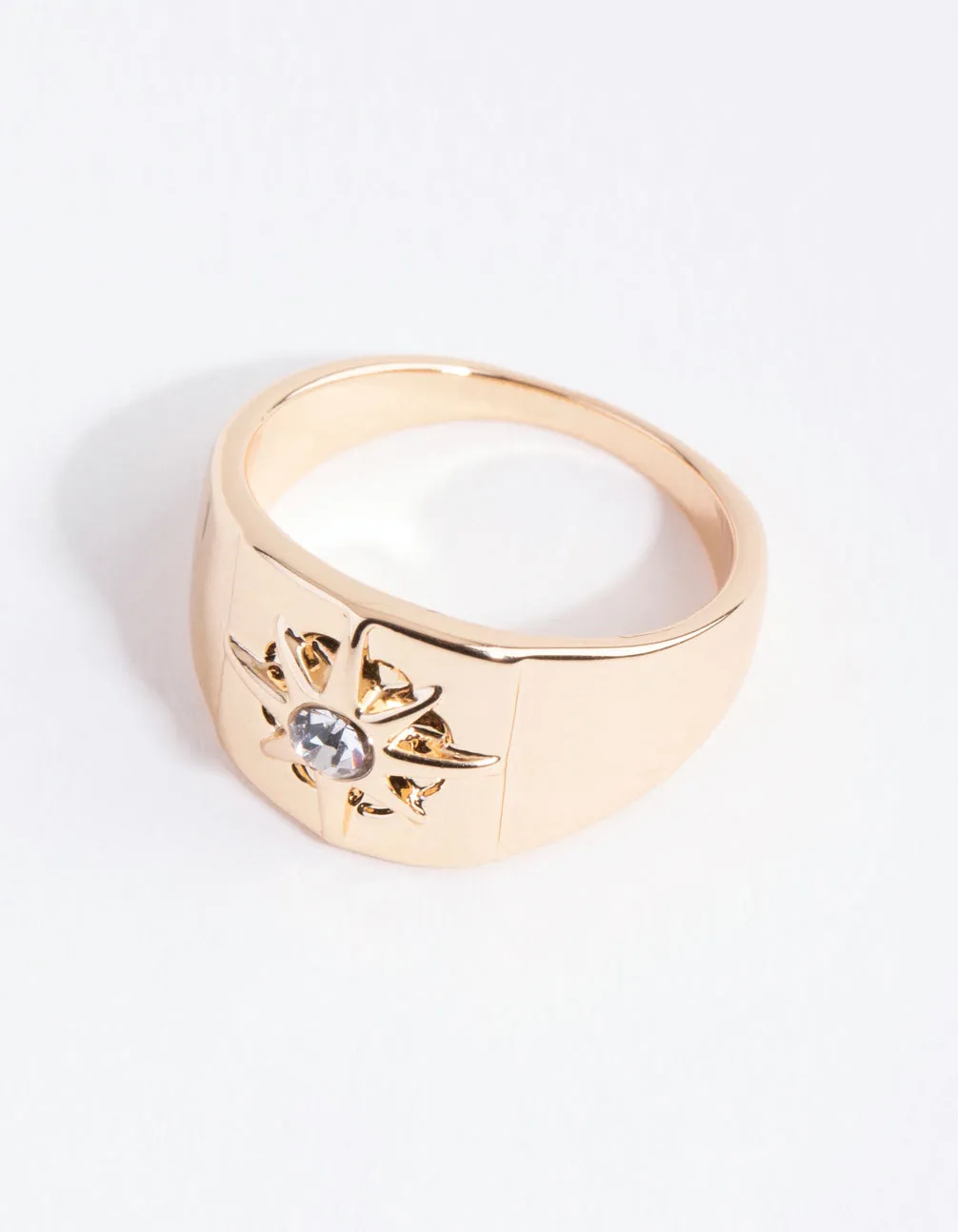 Gold Diamante Star Band Ring