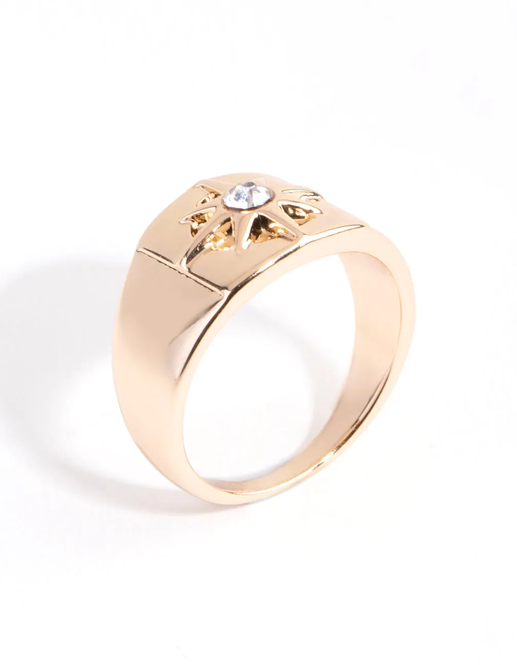 Gold Diamante Star Band Ring
