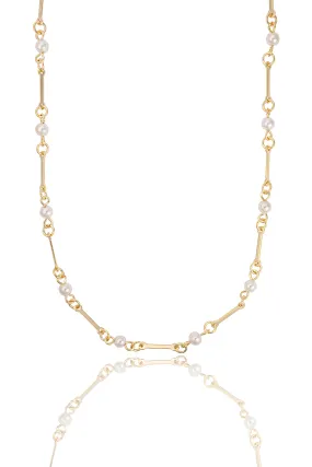 Gold Pearl Bar Chain Necklace (F251A/I127/E223)