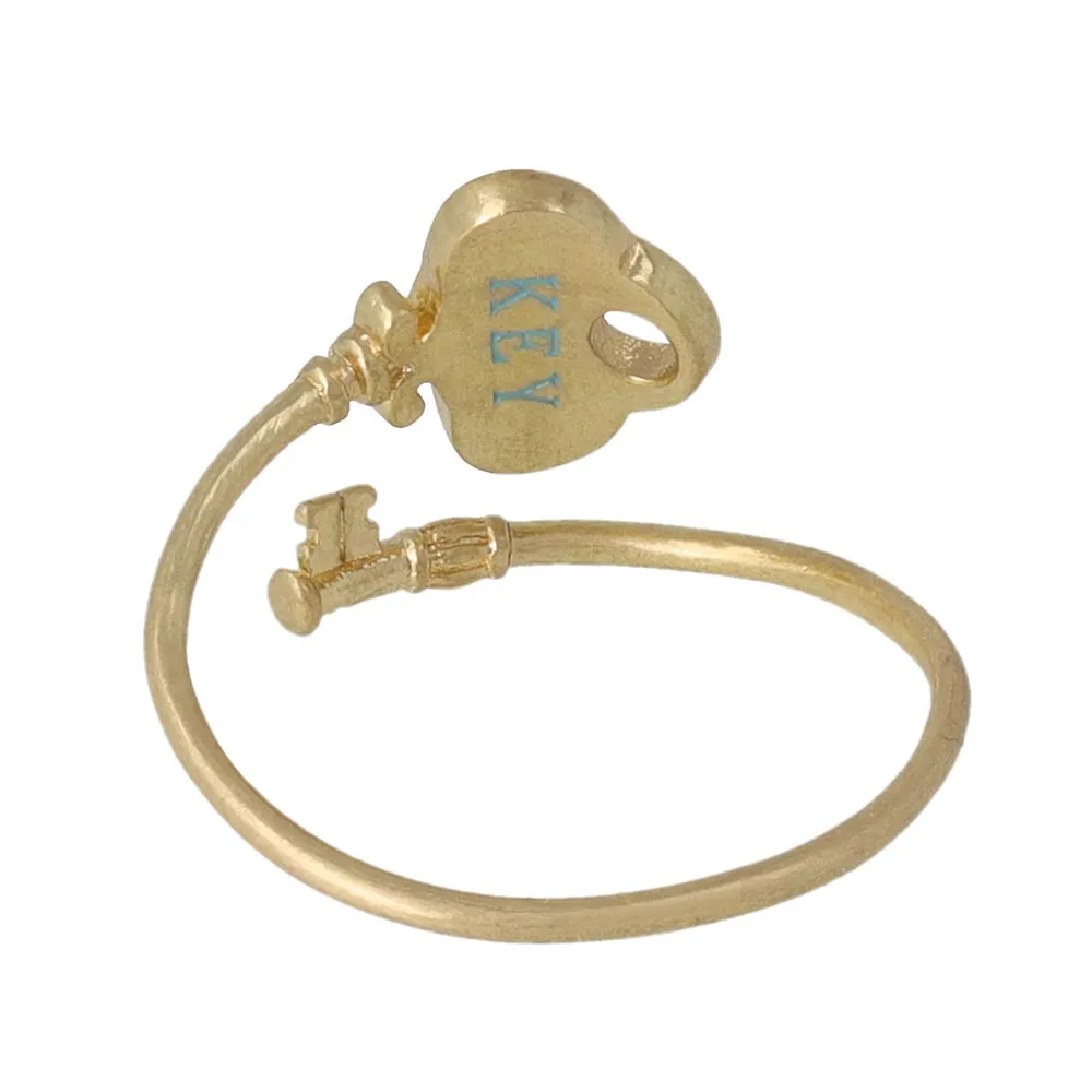 Gold Tone Chest Key Cuff Ring