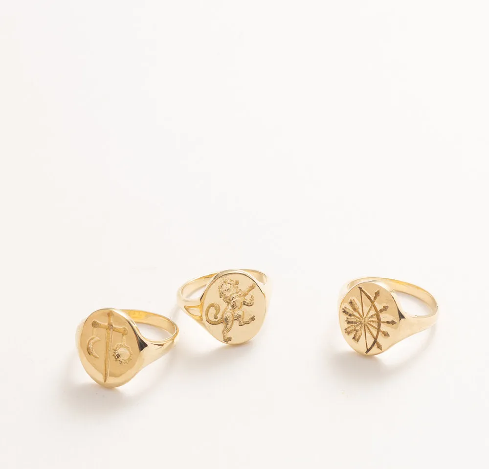 GOLD ZODIAC SIGNET RINGS