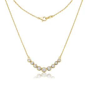 Graduated Diamond Bar Necklace (1.50 ct.) Bezel Setting in 14K Gold