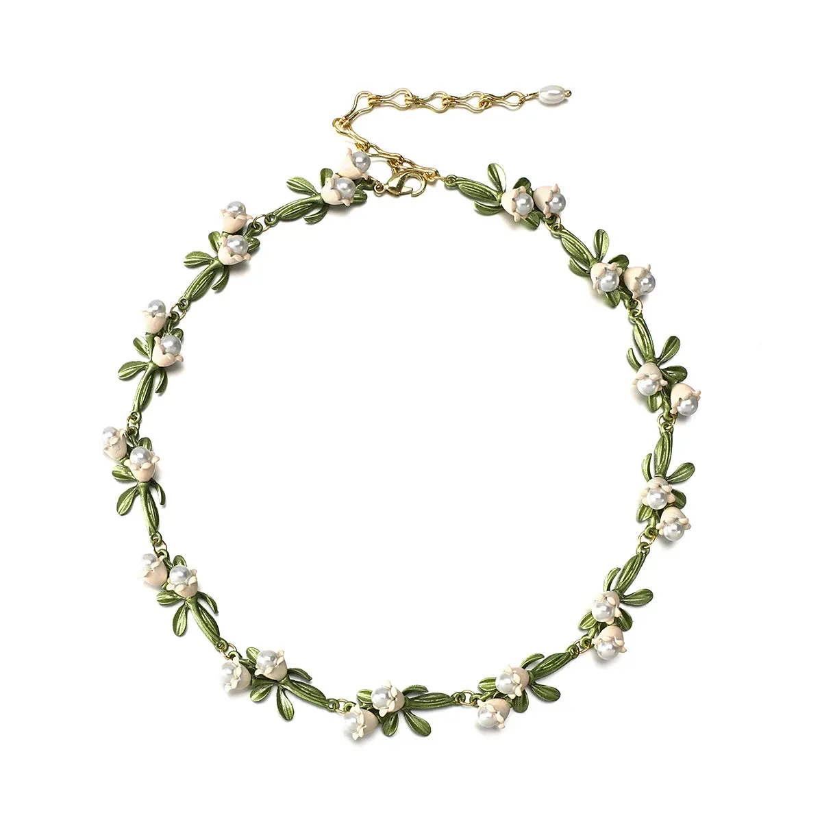 Greatera White Floral Leaf Necklace