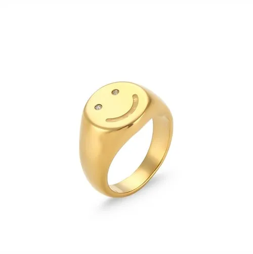 Happy Gold Signet Ring