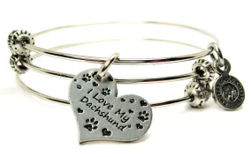I Love My Dachshund Triple Style Bangle Bracelet