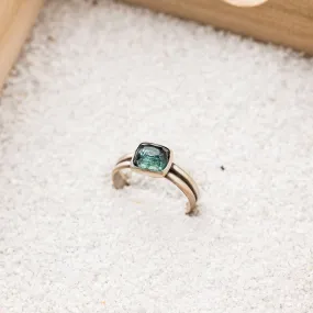 Indicolite Tourmaline Ring on Striped Band