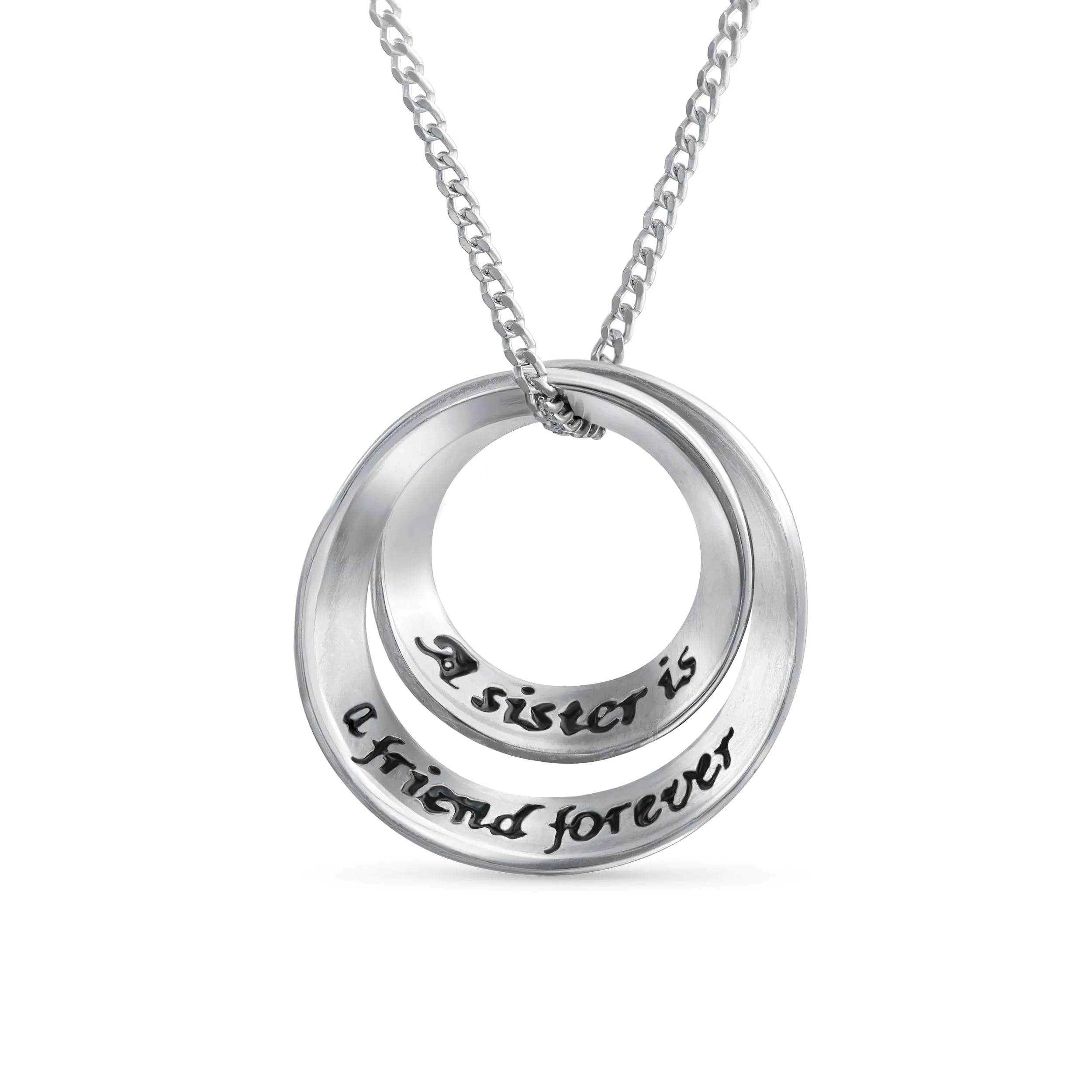 Inspirational Mantra Infinity Circle Pendant Necklace Sterling Silver for Teens