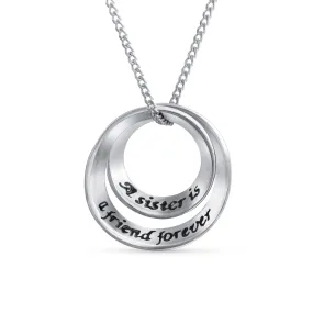 Inspirational Mantra Infinity Circle Pendant Necklace Sterling Silver for Teens