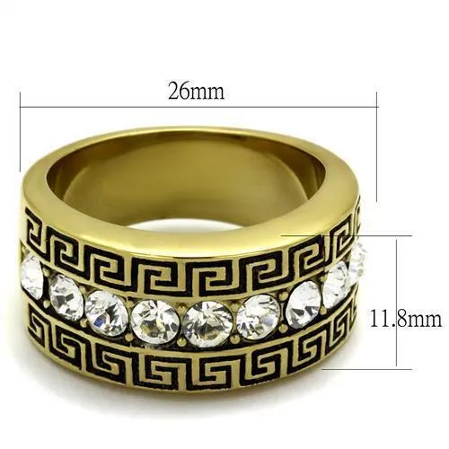 Jewellery Kingdom Mens 12mm Cz Greek Key Thumb Signet Pinky Steel Gold Ring