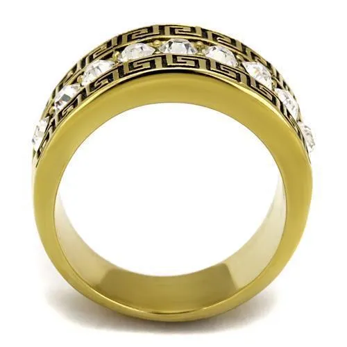 Jewellery Kingdom Mens 12mm Cz Greek Key Thumb Signet Pinky Steel Gold Ring