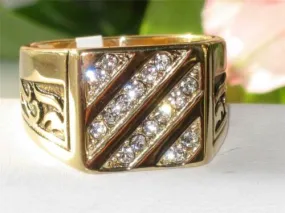 Jewellery Kingdom Mens Cz Square Signet 18kt Steel Signet Pinky Mans Classic Ring (Gold)
