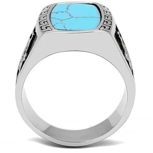 Jewellery Kingdom Turquoise Mens Signet Pinky Oval 89 Carat Classy Unique Ring