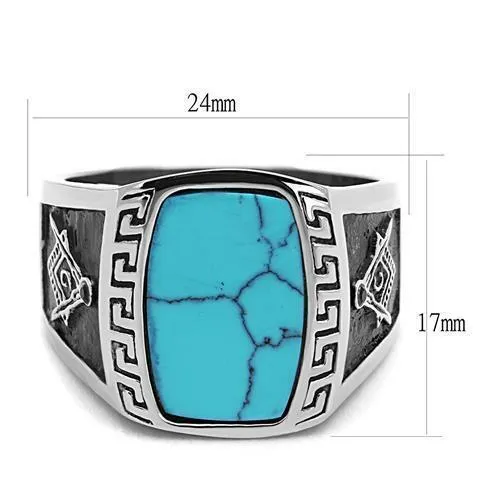Jewellery Kingdom Turquoise Mens Signet Pinky Oval 89 Carat Classy Unique Ring