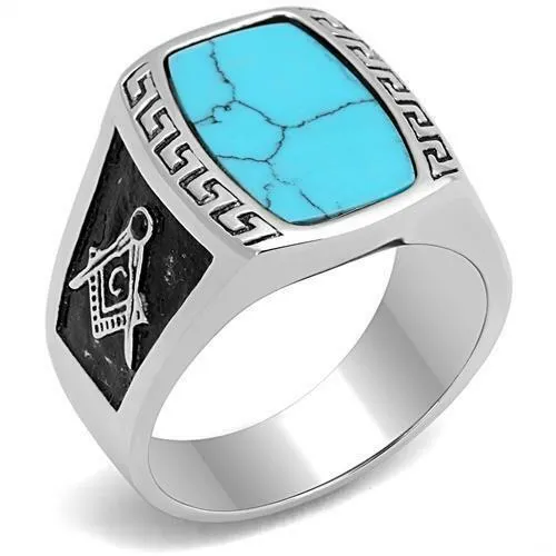 Jewellery Kingdom Turquoise Mens Signet Pinky Oval 89 Carat Classy Unique Ring