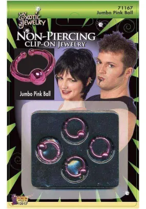 Jumbo Ball Ring Clip-On Body Piercing Pink