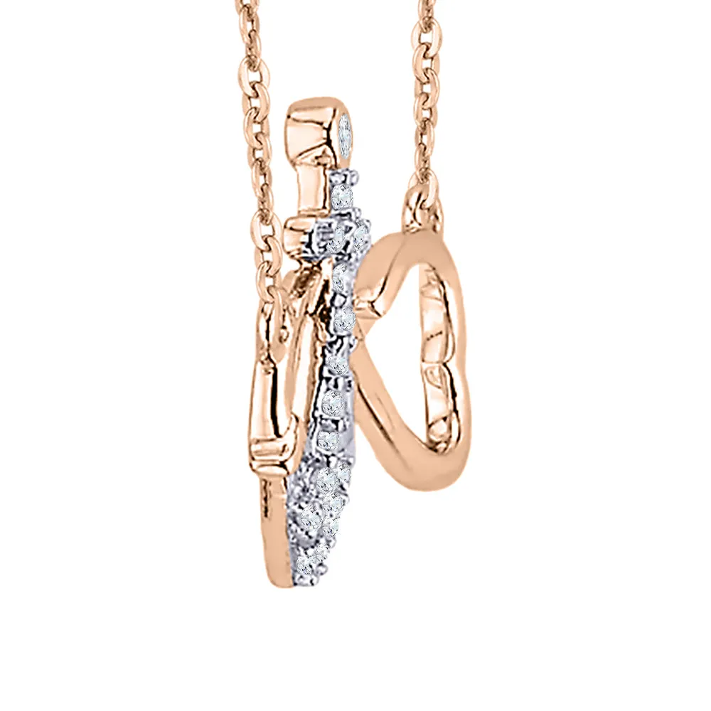 KATARINA Diamond Infinity and Anchor Heart Pendant Necklace (1/10 cttw)