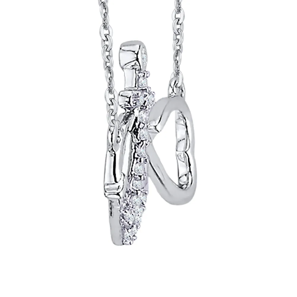 KATARINA Diamond Infinity and Anchor Heart Pendant Necklace (1/10 cttw)