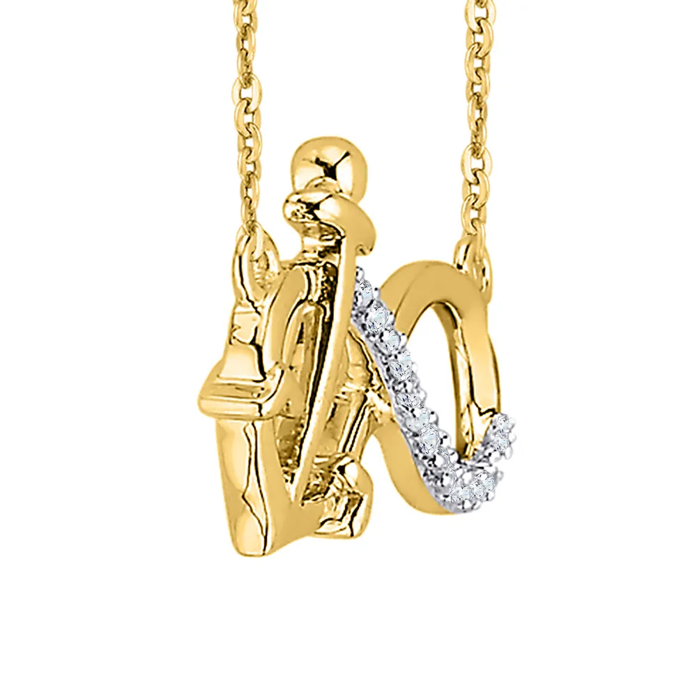 KATARINA Diamond Infinity and Anchor Pendant Necklace (1/20 cttw)