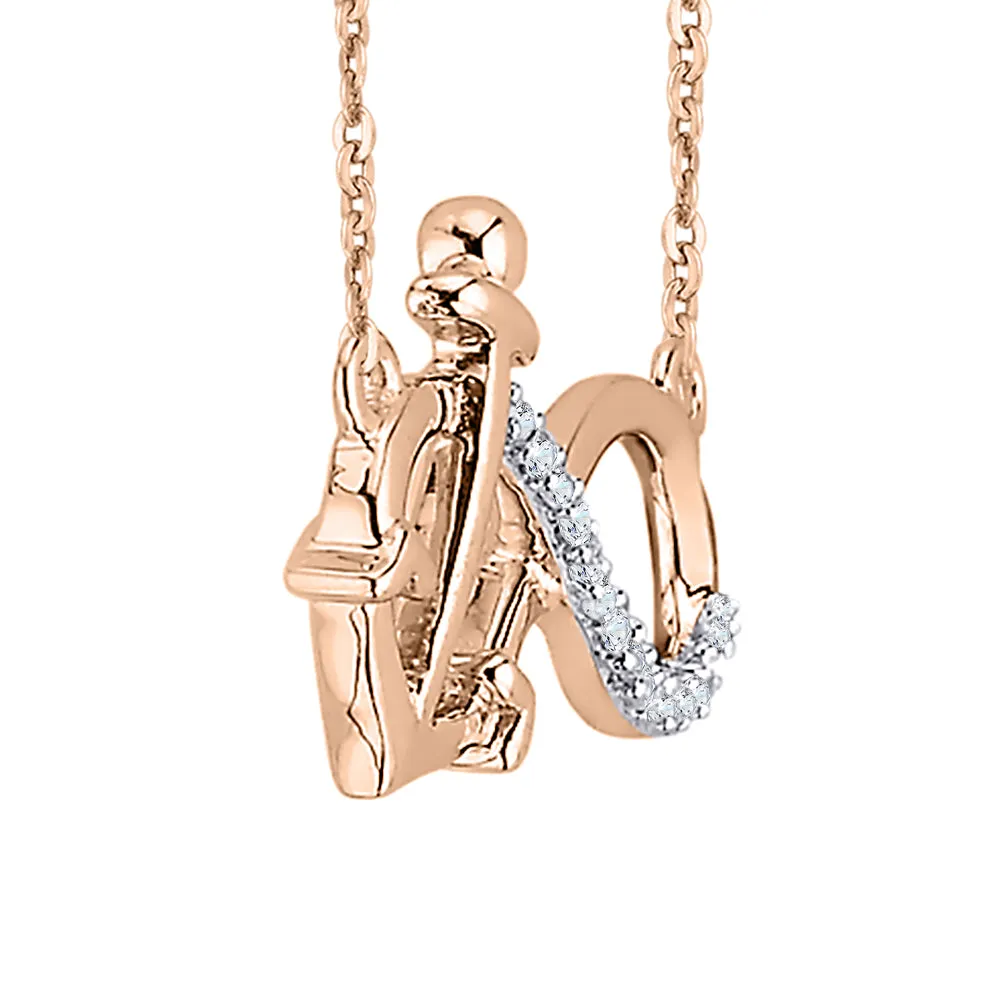 KATARINA Diamond Infinity and Anchor Pendant Necklace (1/20 cttw)