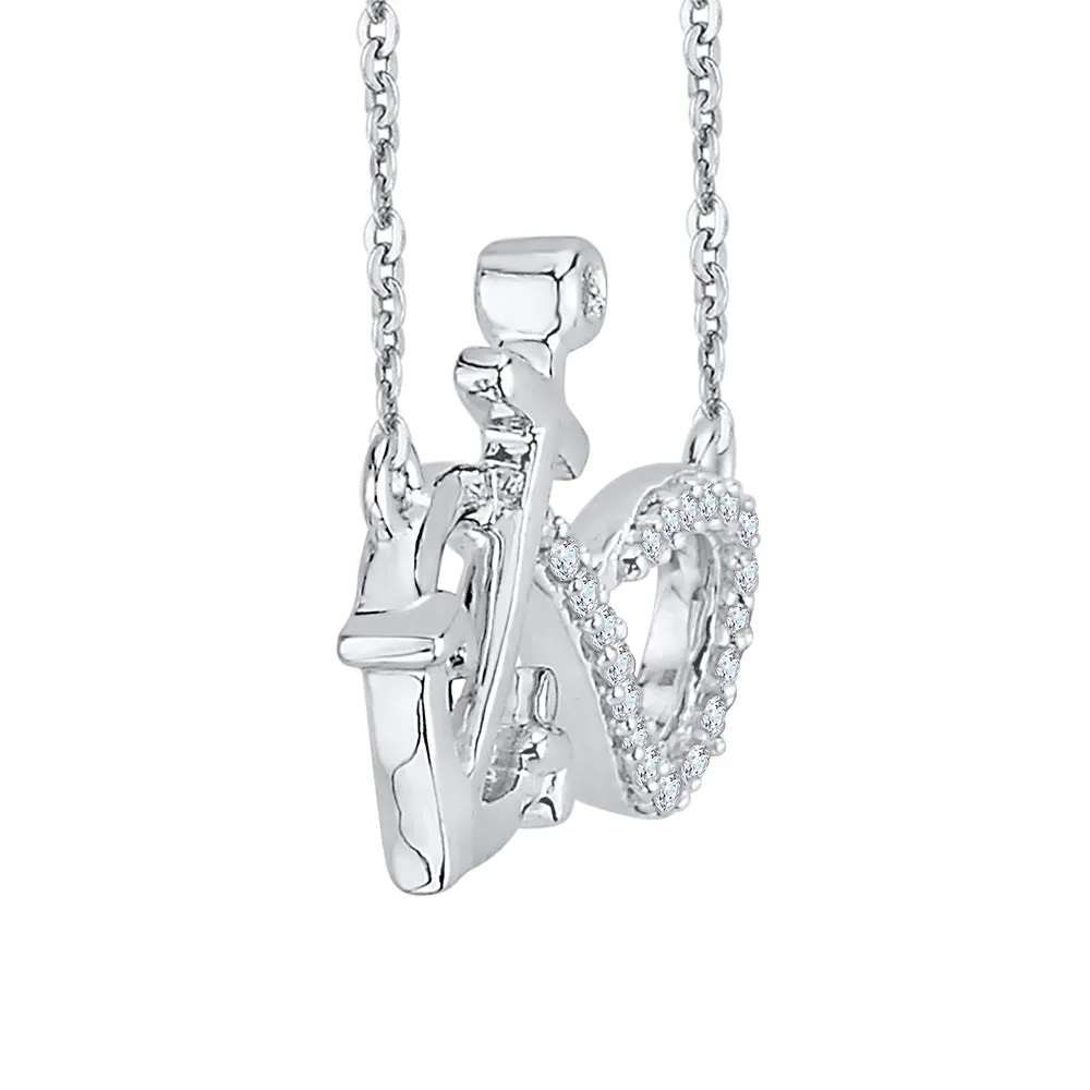 KATARINA Prong Set Diamond Anchor Infinity Pendant Necklace (1/10 cttw)