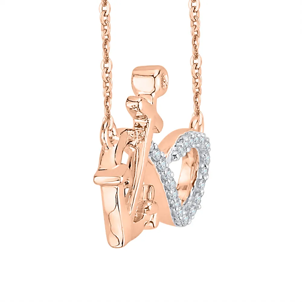 KATARINA Prong Set Diamond Anchor Infinity Pendant Necklace (1/10 cttw)