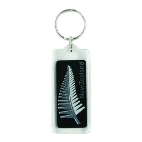 Key Ring Acrylic Silver Fern Black