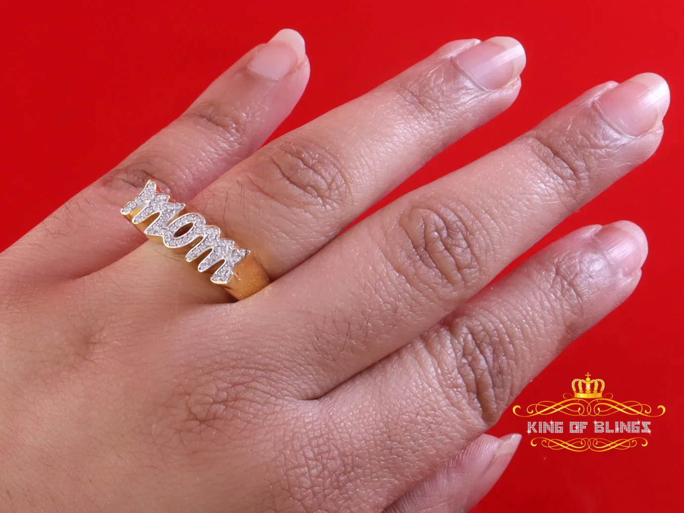 King Of Bling's 925 Silver 0.52ct Cubic Zirconia MOM Yellow Ring Size-7 Offer @ Mother's Day
