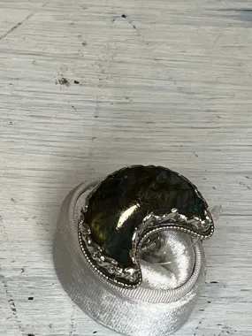 Labradorite Moon Adjustable Ornate Ring