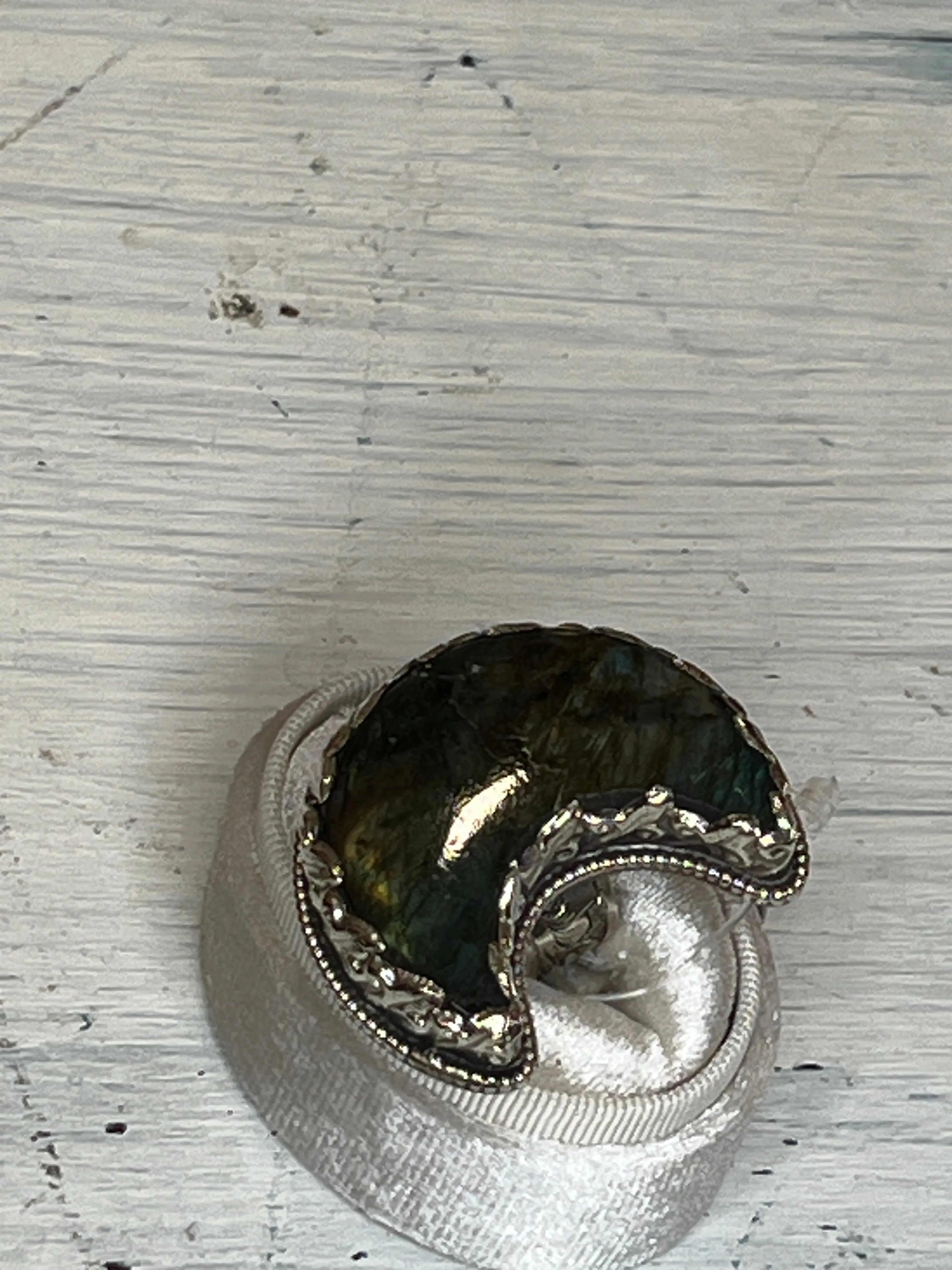 Labradorite Moon Adjustable Ornate Ring