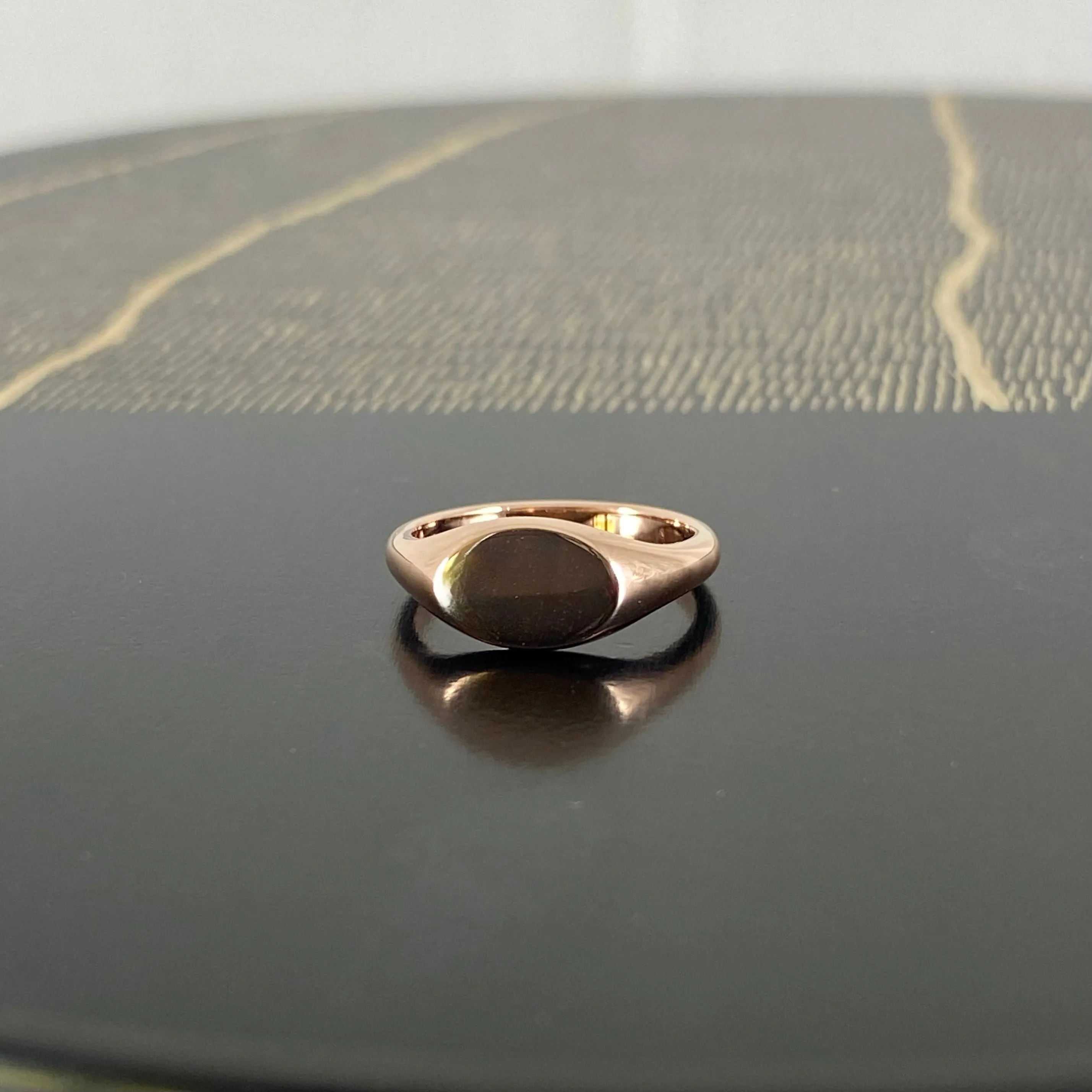 Landscape Oval 8mm x 5.5mm - 9 Carat Rose Gold Signet Ring