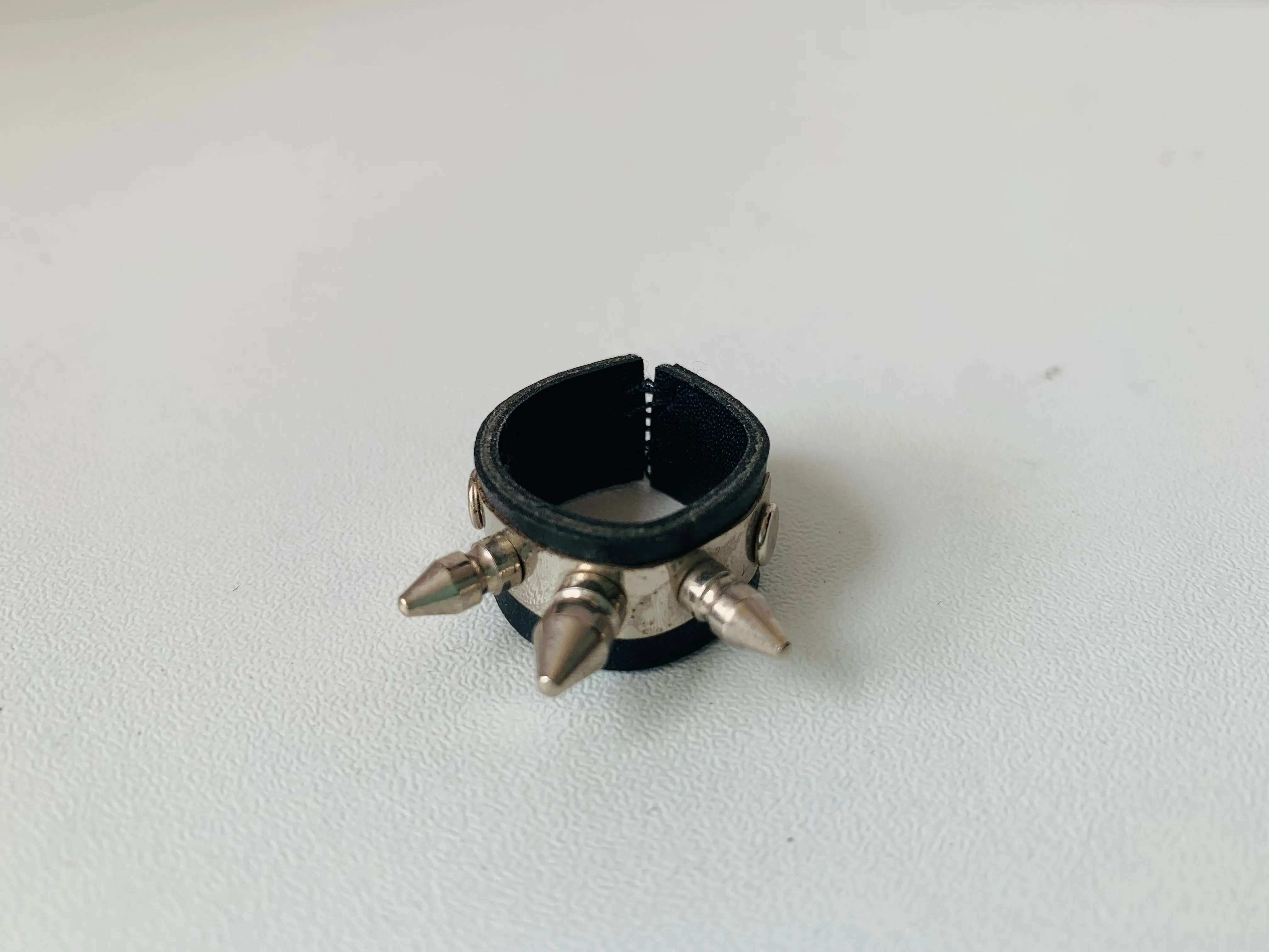 Leather Studded Ring Size 6.25
