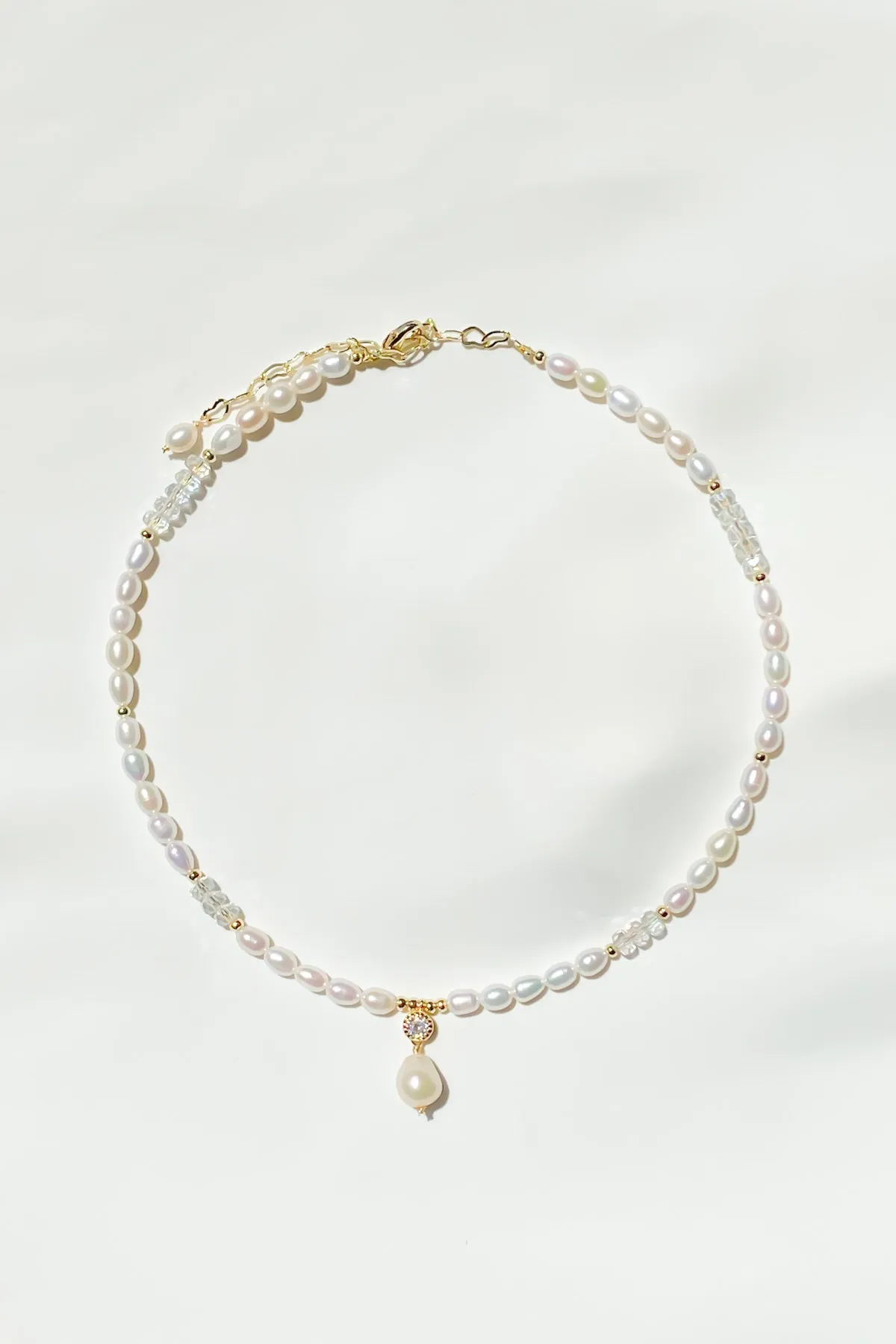 Lena 18K Gold Crystal Pearl Choker Necklace