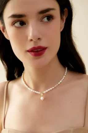 Lena 18K Gold Crystal Pearl Choker Necklace