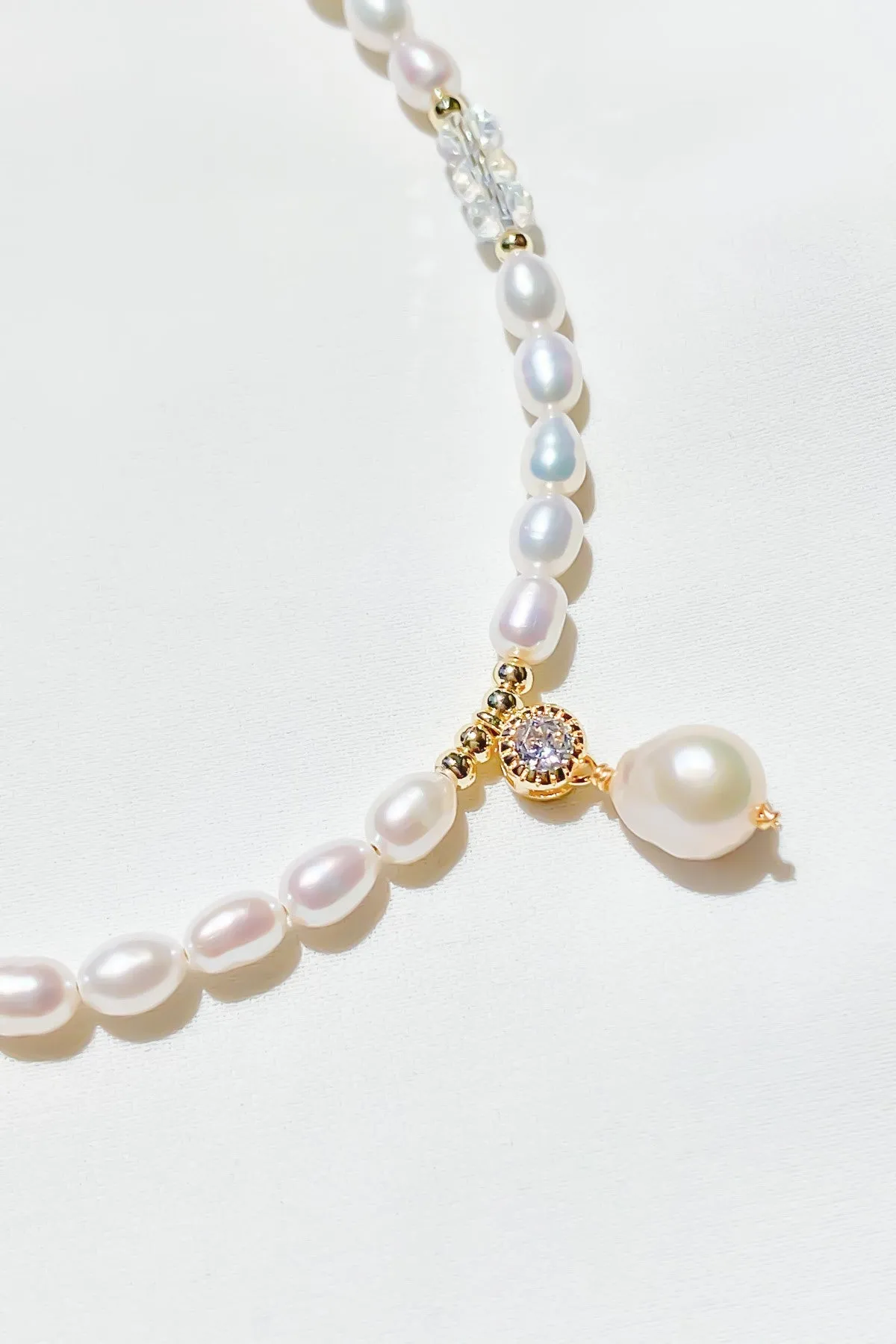 Lena 18K Gold Crystal Pearl Choker Necklace