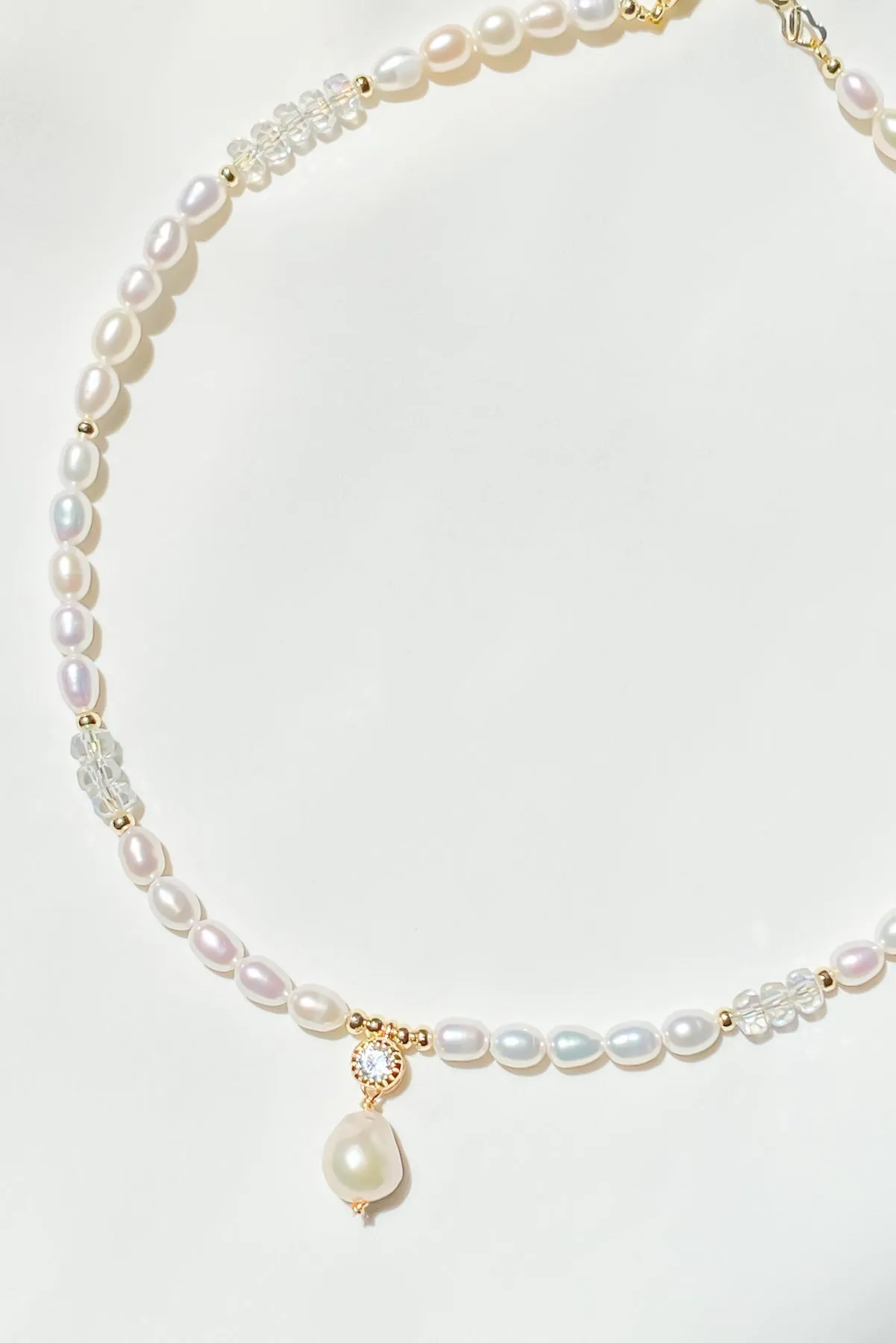Lena 18K Gold Crystal Pearl Choker Necklace