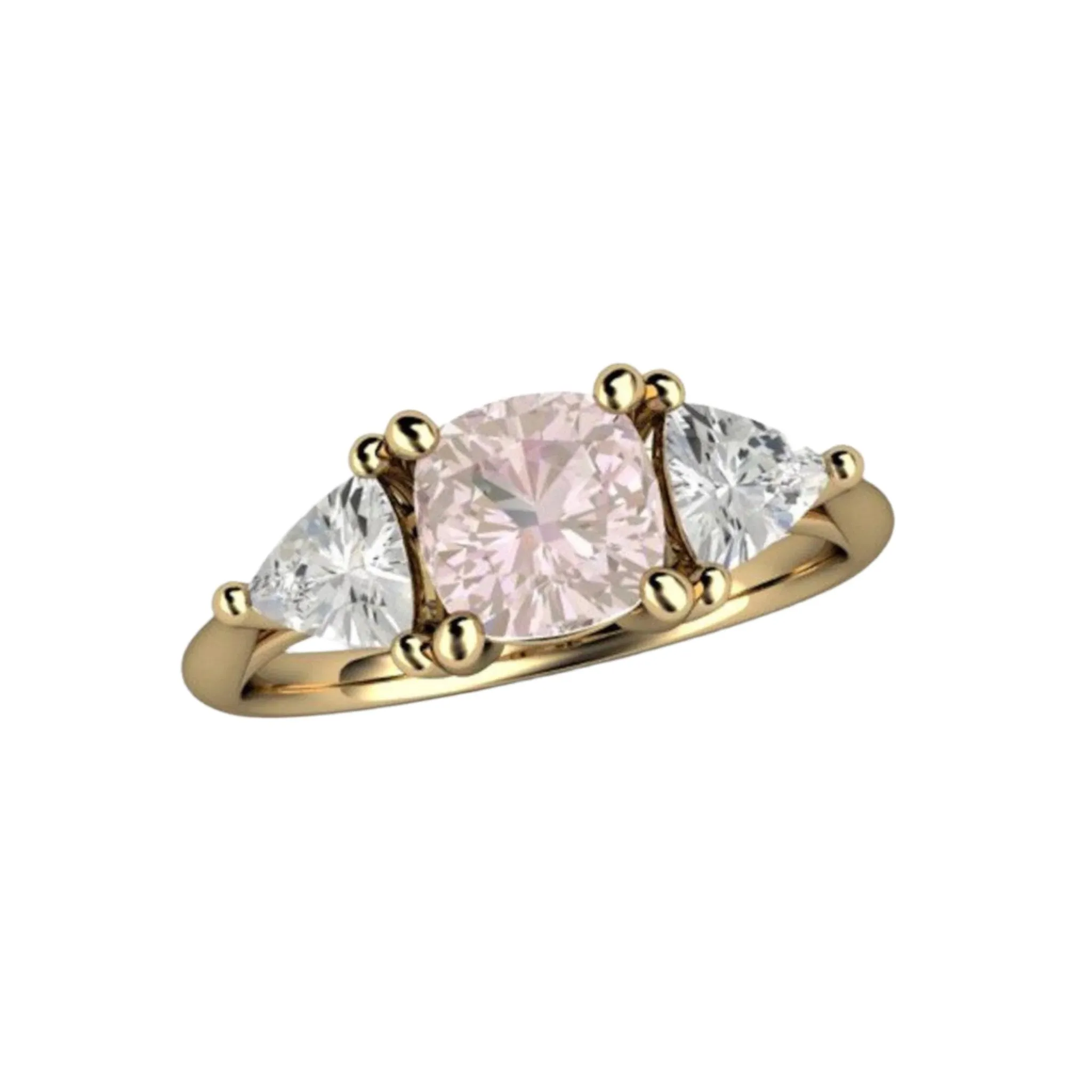 Light Pink Sapphire Engagement Ring | Cushion Cut with White Sapphire Accents
