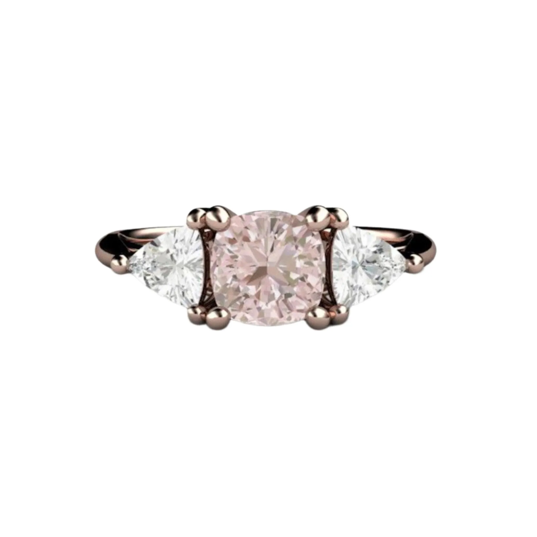 Light Pink Sapphire Engagement Ring | Cushion Cut with White Sapphire Accents
