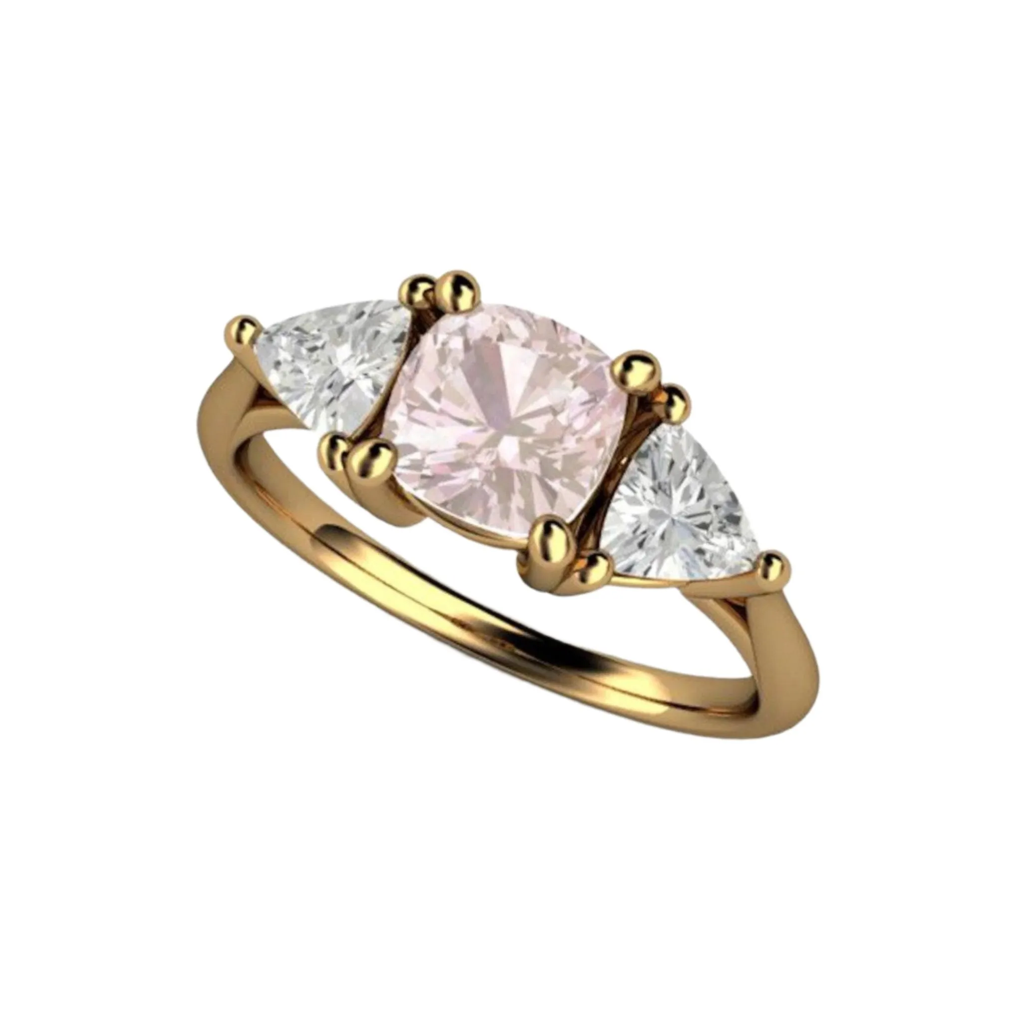 Light Pink Sapphire Engagement Ring | Cushion Cut with White Sapphire Accents